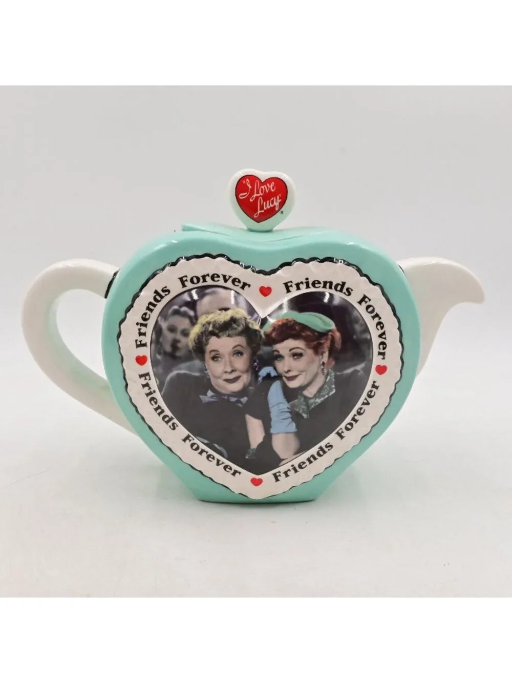 Vandor I Love Lucy Friends Forever Teapot Ceramic Heart Shape Lucy Ethel Vintage